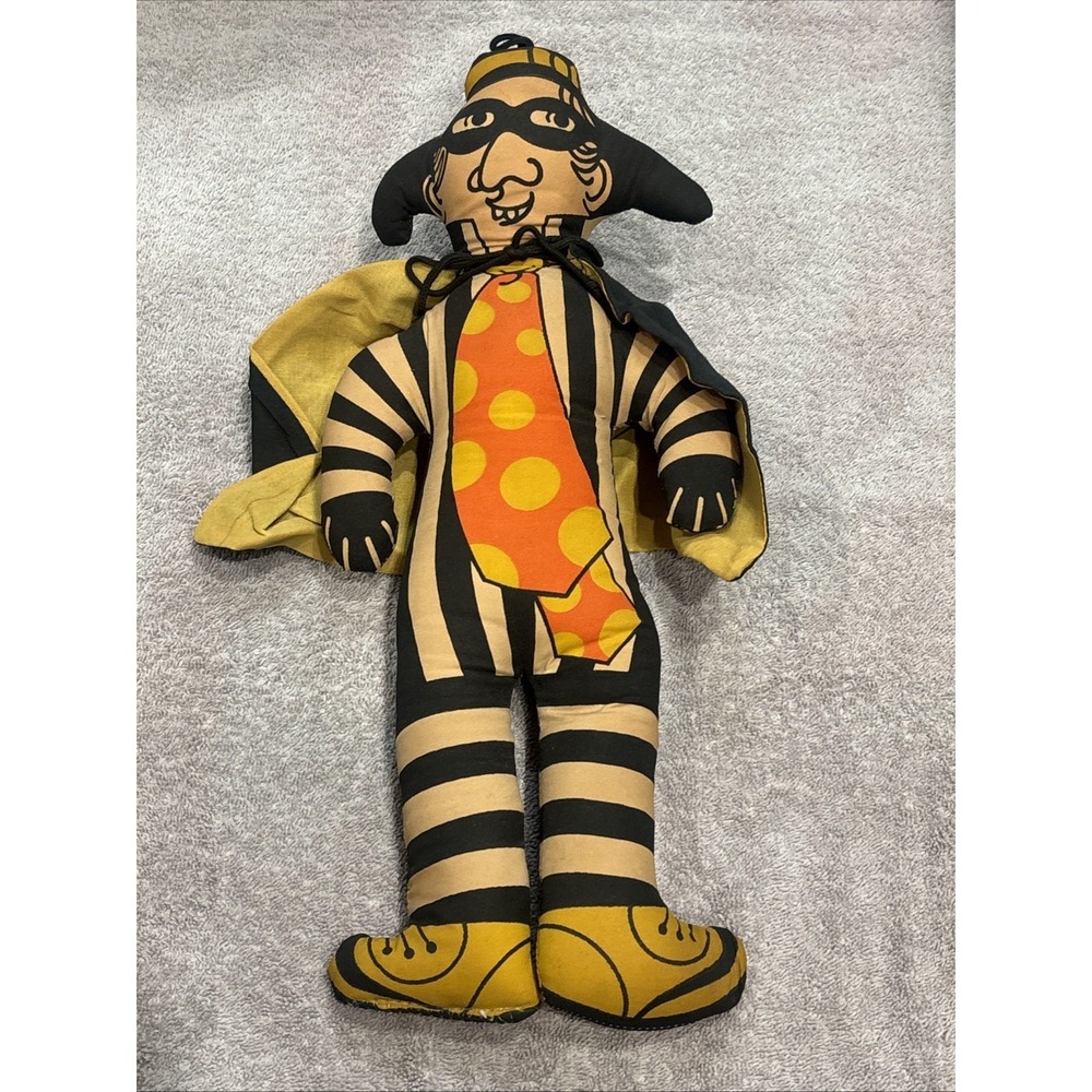 Vintage 70's McDonalds 16" Hamburglar Mascot Stuffed Plush Doll w/ Cape